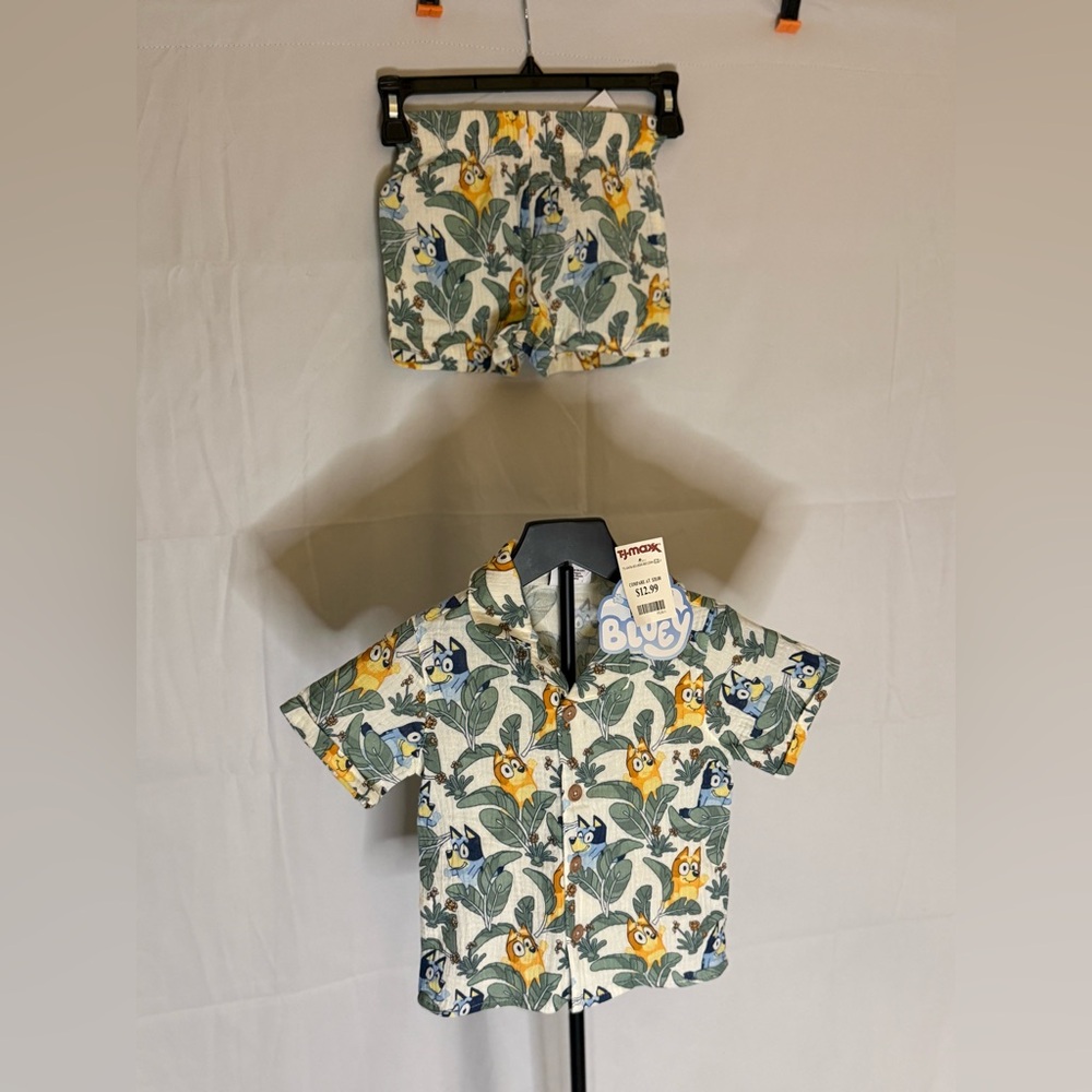 Kids Leaf and Owl Print Button Down Shirt